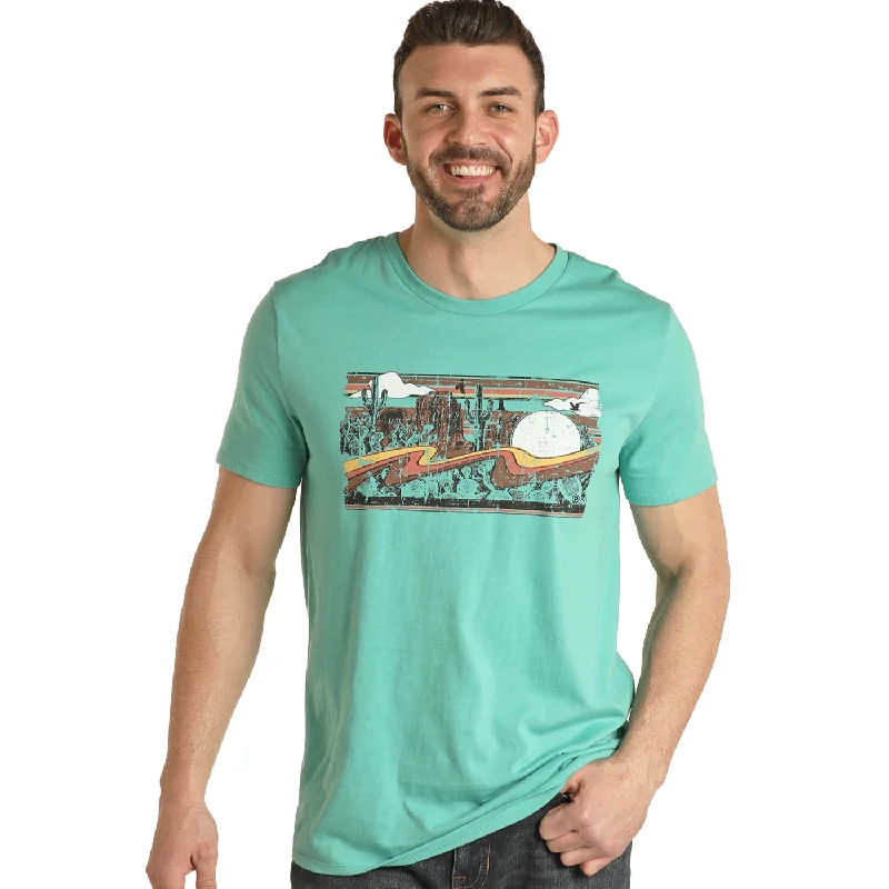 Rock & Roll Cowboy® Unisex Turquoise Graphic T-Shirt RRUT21R0IU-- Boxy Fit Fitted Loose Rock & Roll Cowboy® Unisex Turquoise Graphic T-Shirt RRUT21R0IU-- Boxy Fit Fitted Loose