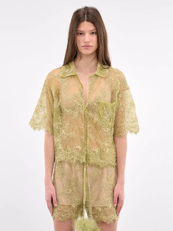 Rébrodé Lace Shirt (2C341A-N0459-NILE-GREEN)-- Oversized T-Shirt Spandex breathable