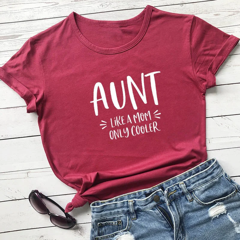 Ladies Cool Aunt Printed T-Shirt-- Asymmetrical Pockets Print