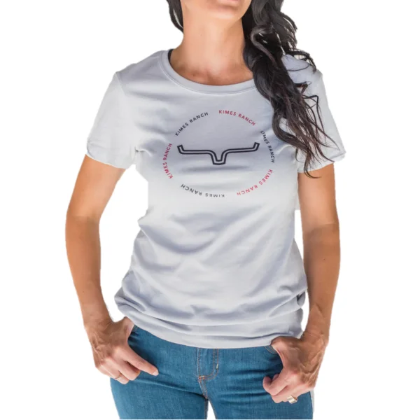 Kimes Ranch® Ladies Circular Repeat Silk Grey T-Shirt CIRC-SILK-- Machine Wash Dry Clean Hand Wash Kimes Ranch® Ladies Circular Repeat Silk Grey T-Shirt CIRC-SILK-- Machine Wash Dry Clean Hand Wash