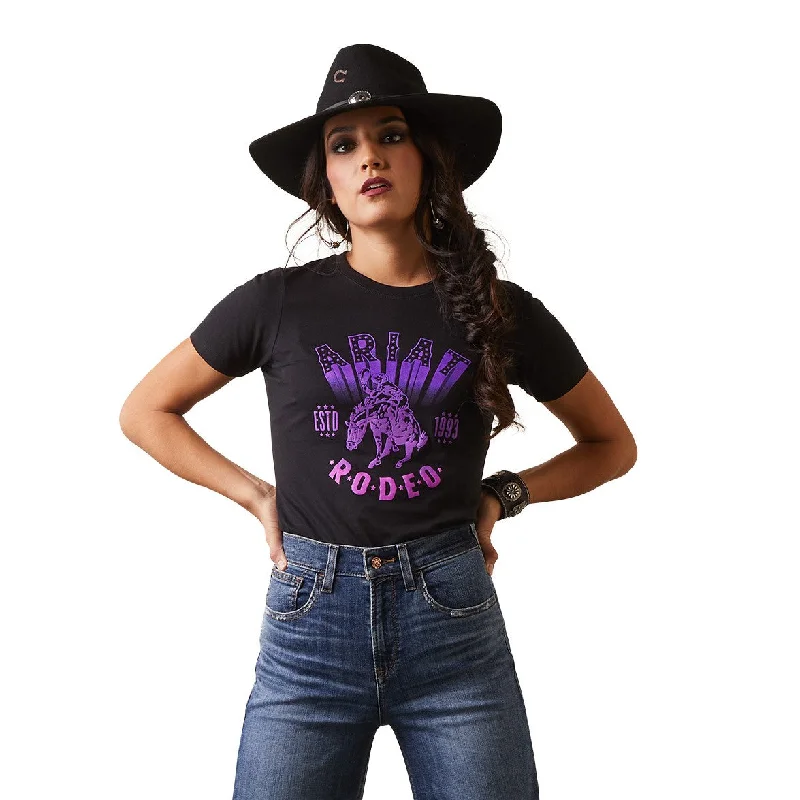 Ariat® Ladies Vintage Rodeo Black Graphic T-Shirt 10044614 -- Basic T-Shirt Crew Neck Short Sleeve Ariat® Ladies Vintage Rodeo Black Graphic T-Shirt 10044614 -- Basic T-Shirt Crew Neck Short Sleeve