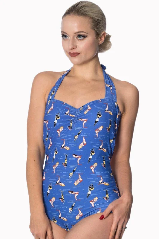 Dive In Halter Swimsuit Retro-Inspired Bikini Set