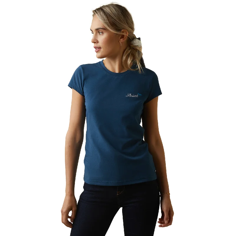 Ariat® Ladies Logo Script Deep Petroleum T-Shirt 10043442-- Rayon Fabric Velvet Fabric Corduroy Fabric Ariat® Ladies Logo Script Deep Petroleum T-Shirt 10043442-- Rayon Fabric Velvet Fabric Corduroy Fabric