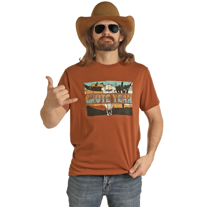 Rock & Roll® Unisex "CHUTE YEAH" Dale Brisby Rust T-Shirt RRUT21R06A-90-- Chenille Fabric Brocade Fabric Lace Fabric