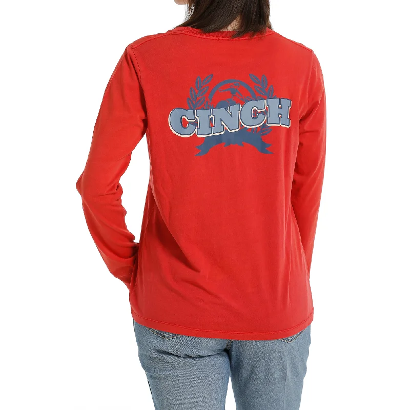 Cinch® Ladies Logo Graphic Red T-Shirt MSK7895005-- Graphic Embroidered Appliqued