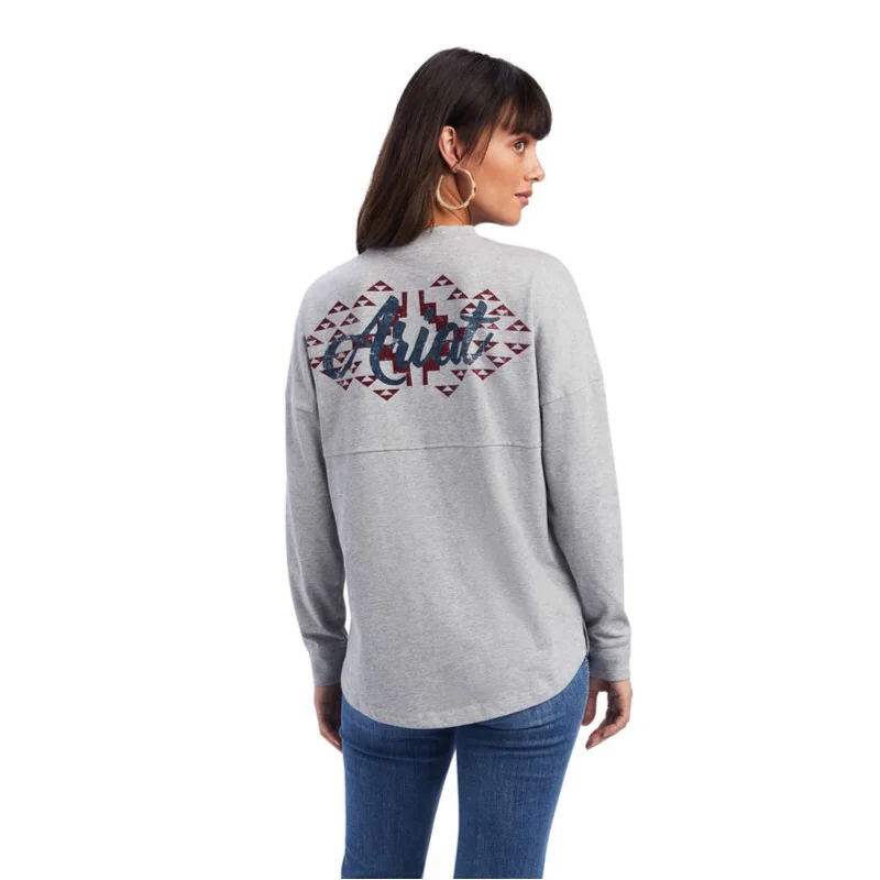 Ariat® Ladies Heather Grey R.E.A.L.™ Graphic T-Shirt 10041334-- Polka Dot Checkered Tartan