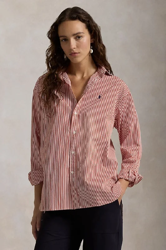 RALPH LAUREN Relaxed Fit Striped Cotton Shirt-- Notch Collar Peter Pan Collar Cowl Neck RALPH LAUREN Relaxed Fit Striped Cotton Shirt-- Notch Collar Peter Pan Collar Cowl Neck