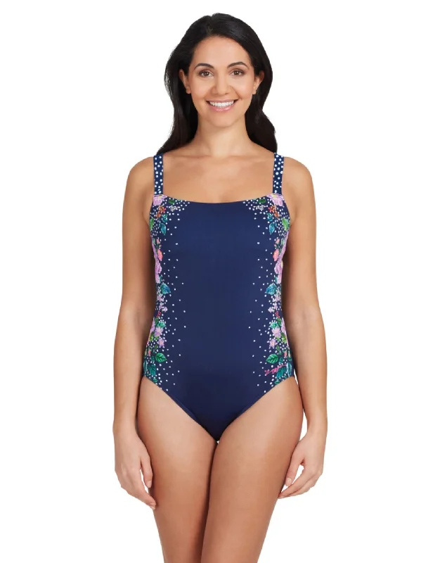 Zoggs Martinique Adjustable Classicback Swimsuit - Navy Quick-Dry Swimsuit