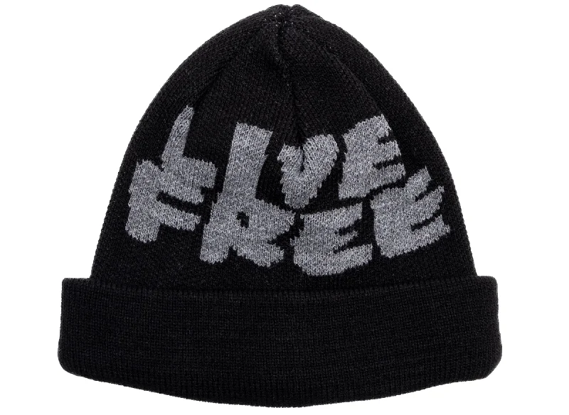 Comme des Garçon SHIRT Live Free Jacquard Beanie in Black-- Hooded Caped Shawl Collar Comme des Garçon SHIRT Live Free Jacquard Beanie in Black-- Hooded Caped Shawl Collar