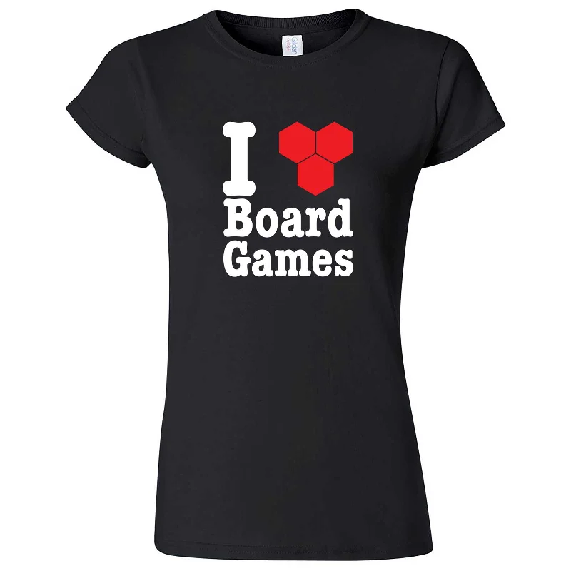 "I Love Board Games" women's t-shirt-- Machine Wash Dry Clean Hand Wash