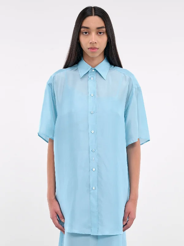 Oversized Short Sleeve Shirt (S52NF0013-M35244-512-LIGHT-BLU)-- Terry Blend Velvet Blend Canvas Blend Oversized Short Sleeve Shirt (S52NF0013-M35244-512-LIGHT-BLU)-- Terry Blend Velvet Blend Canvas Blend