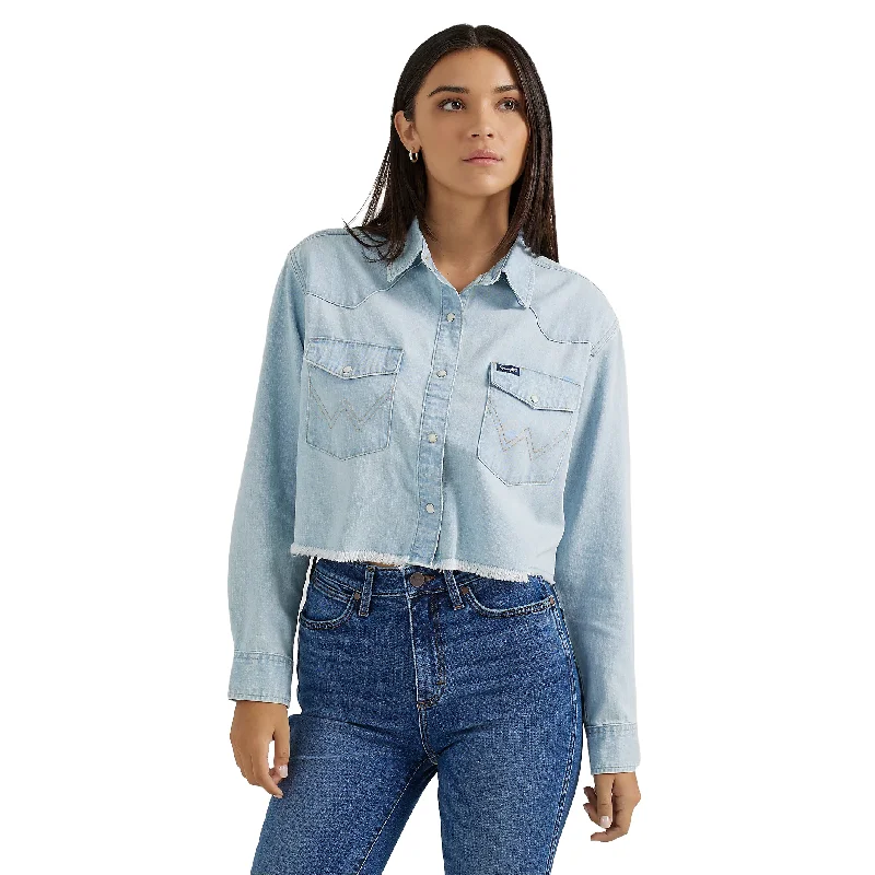 Wrangler Retro Ladies Light Wash Cut-Off Boyfriend Denim Shirt 112356656-- Chenille Fabric Brocade Fabric Lace Fabric Wrangler Retro Ladies Light Wash Cut-Off Boyfriend Denim Shirt 112356656-- Chenille Fabric Brocade Fabric Lace Fabric