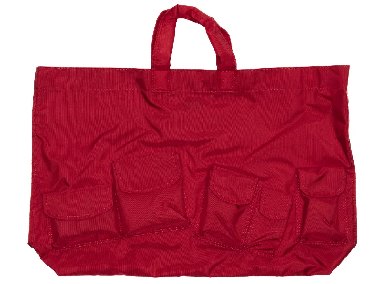 Comme des Garçon SHIRT Nylon Duffle Bag in Red-- Embroidered Appliqued Beaded