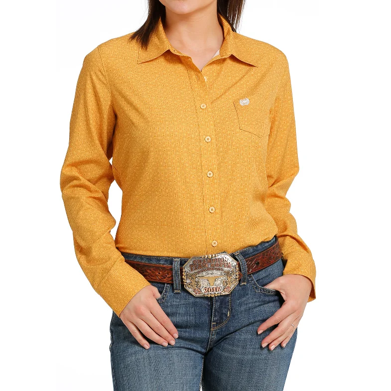 Cinch® Ladies Arena Flex Gold Button Down Shirt MSW9163016-- Fleece Nylon Spandex
