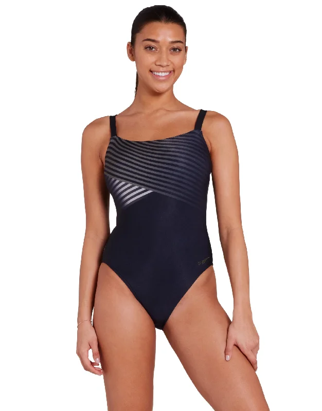 Zoggs Seafarer Adjustable Classicback Swimsuit - Black Elegant Halter Bikini