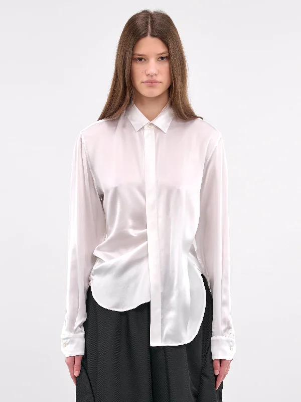 So Cache-Coeur Shirt (BA4ECE03-WHITE)-- Satin Fabric Silk Fabric Chiffon Fabric