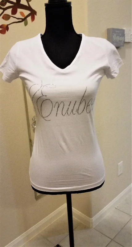 Enubee Rhinestone design T Shirts- (short sleeve White)-- Anti-Shrink Durable Soft