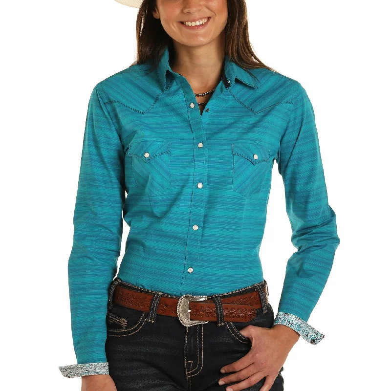 Panhandle Rough Stock Ladies Jacquard Print Long Sleeve Shirt R4S8453-- Chenille Brocade Lace Panhandle Rough Stock Ladies Jacquard Print Long Sleeve Shirt R4S8453-- Chenille Brocade Lace