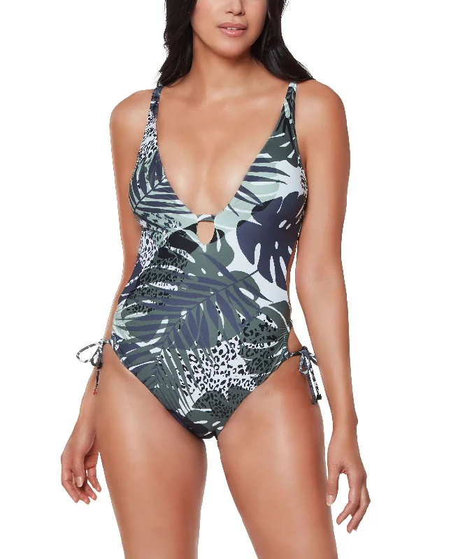 Printed Side-Tie One-Piece Swimsuit Push-Up Swimsuit Top
