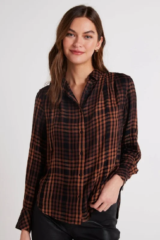 BELLA DAHL Pleated Button Down Shirt-- Chenille Blend Fleece Blend Nylon Blend