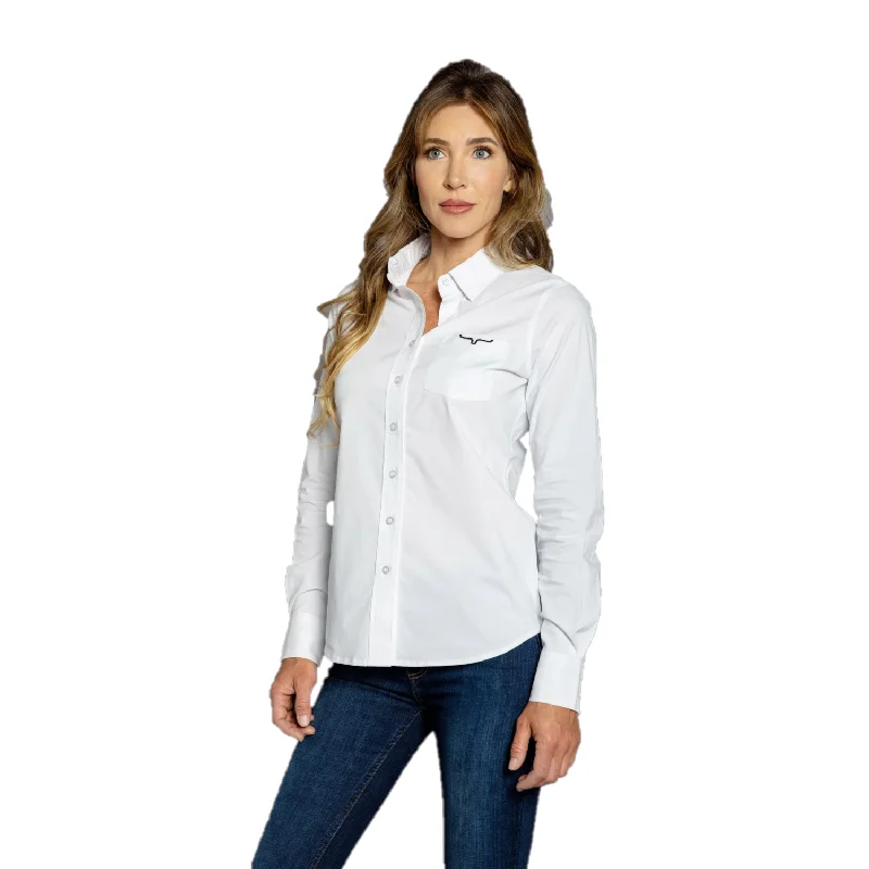 Kimes Ranch® Ladies KR Team White Button Down Shirt KR-WHT2-- Welt Pockets Slit Pockets Flap Pockets