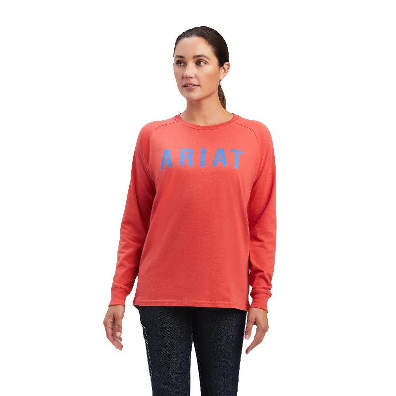 Ariat Ladies Rebar Block Coral T-Shirt 10041437-- Elegant Classic Vintage