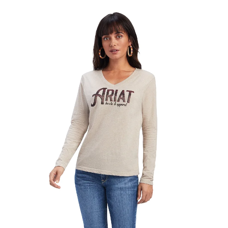 Ariat® Ladies R.E.A.L™ Chest Logo Oatmeal Heather T-shirt 10041337-- Zippered Buttoned Snapped Ariat® Ladies R.E.A.L™ Chest Logo Oatmeal Heather T-shirt 10041337-- Zippered Buttoned Snapped