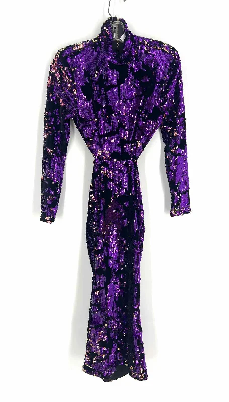 Size S Purple/Black Sequined Velour Dresses Dress A-Line Day Work