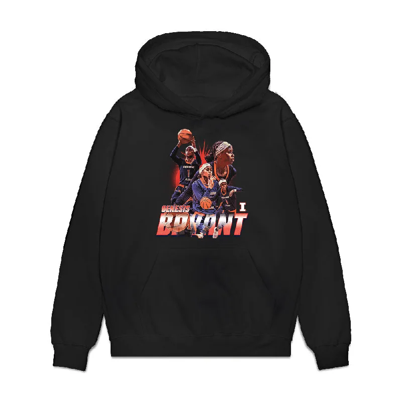 Illinois - NCAA Women's Basketball : Genesis Bryant - Player Collage Premium Hooded Sweatshirt Hoodie Crop Top Short Trendy