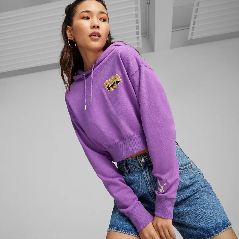 PUMA TEAM Cropped Hoodie TR Women Hoodie with Hem Contrast Bold Stylish