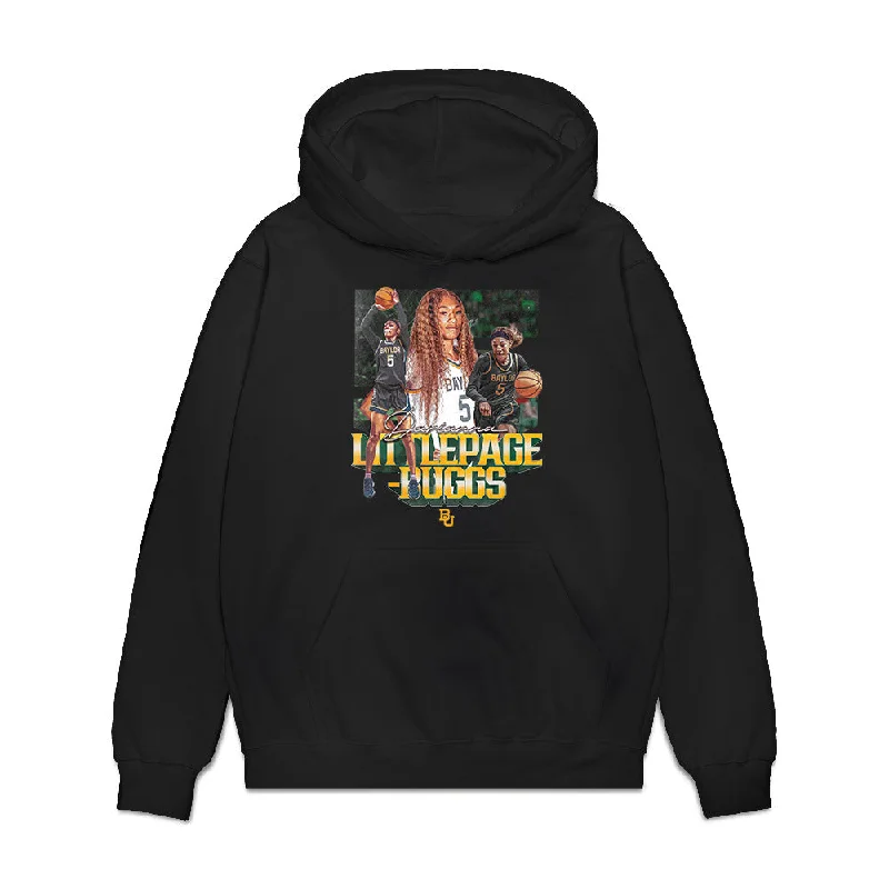 Baylor - NCAA Women's Basketball : Darianna Littlepage-Buggs - Premium Hooded Sweatshirt Hoodie with Emblem Brand Identity