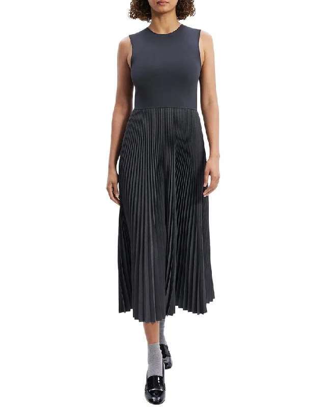Theory Wool-Blend Pleat Dress Tunics Sophisticated sleek