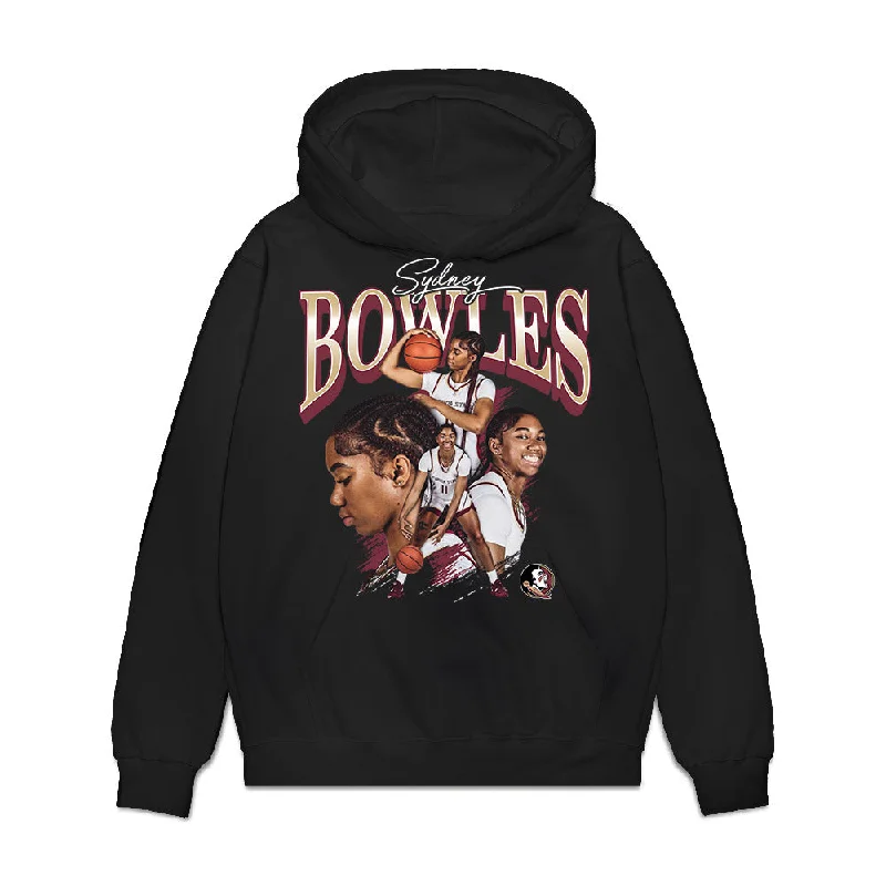 FSU - NCAA Women's Basketball : Sydney Bowles - Premium Hooded Sweatshirt Hoodie with Hem Applique Textured Unique