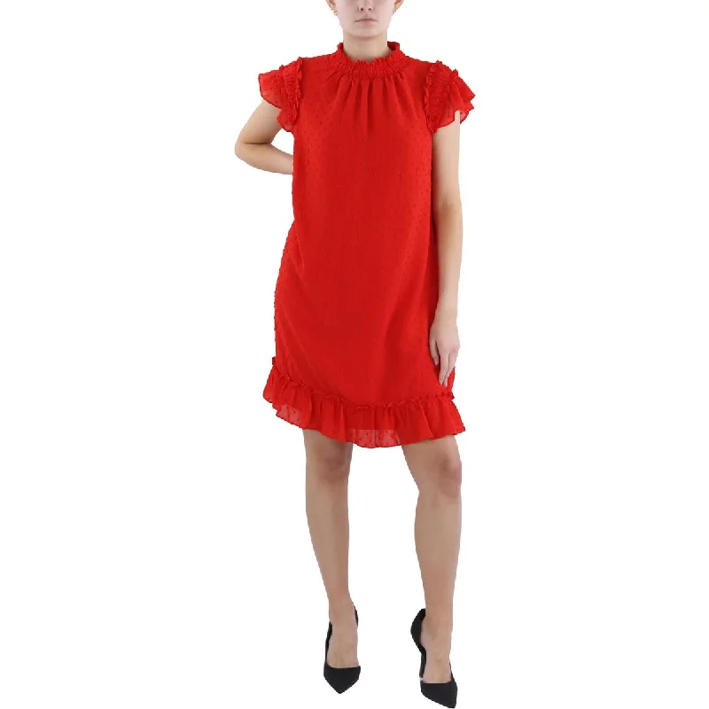 Womens Mock Neck Knee Shift Dress Tunics Fleece cozy