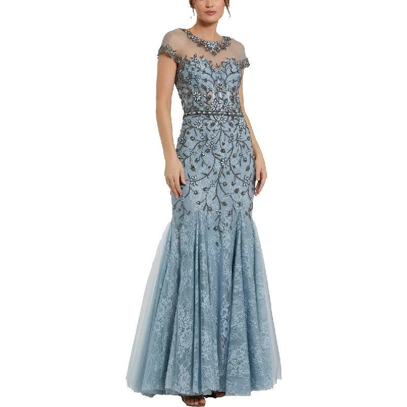Womens Lace Embellished Evening Dress Tunics Yoga stretchy
