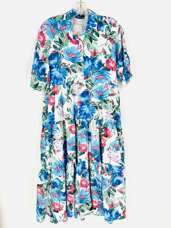 Pretty Garden Size S Bl/Wh/Gr Collared Floral NEW Dresses Dress Tunics Mesh breathable