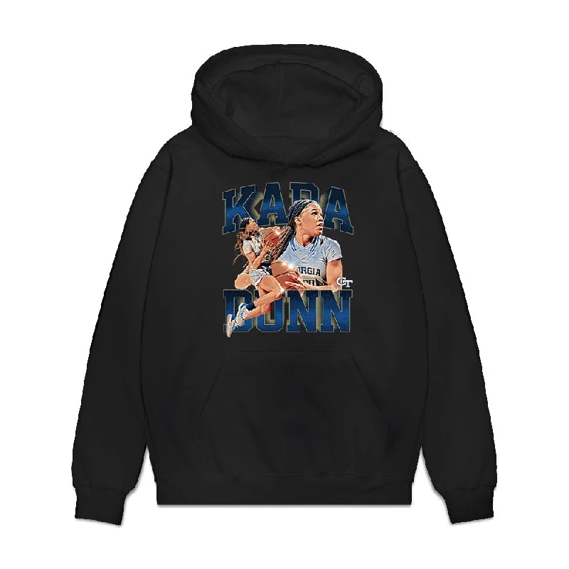 Georgia Tech - NCAA Women's Basketball : Kara Dunn - Player Collage Premium Hooded Sweatshirt Hoodie with Stripes Bold Sporty