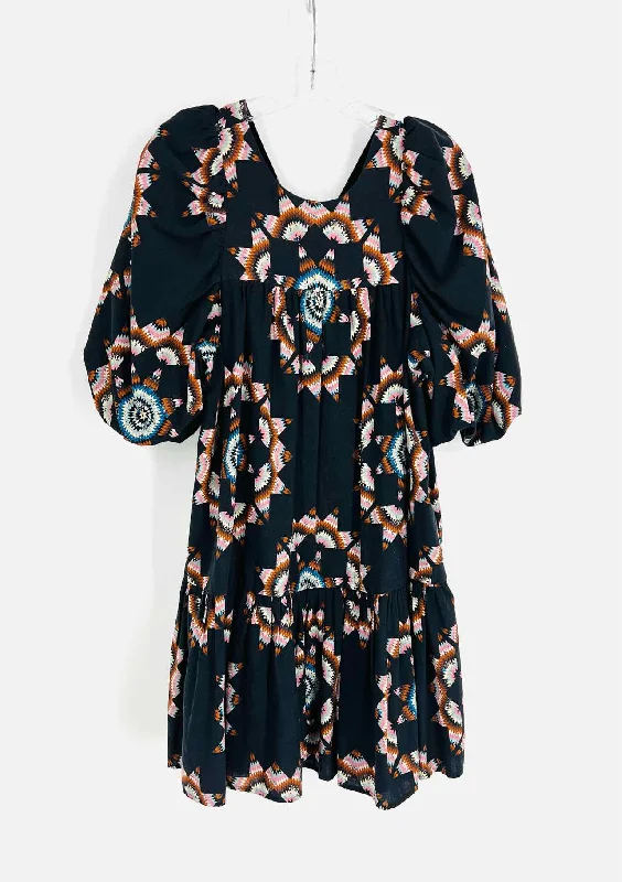 Sea New York Size S Charcoal/Multi Print Puff Sleeve Dresses Dress Tunics Plaid country