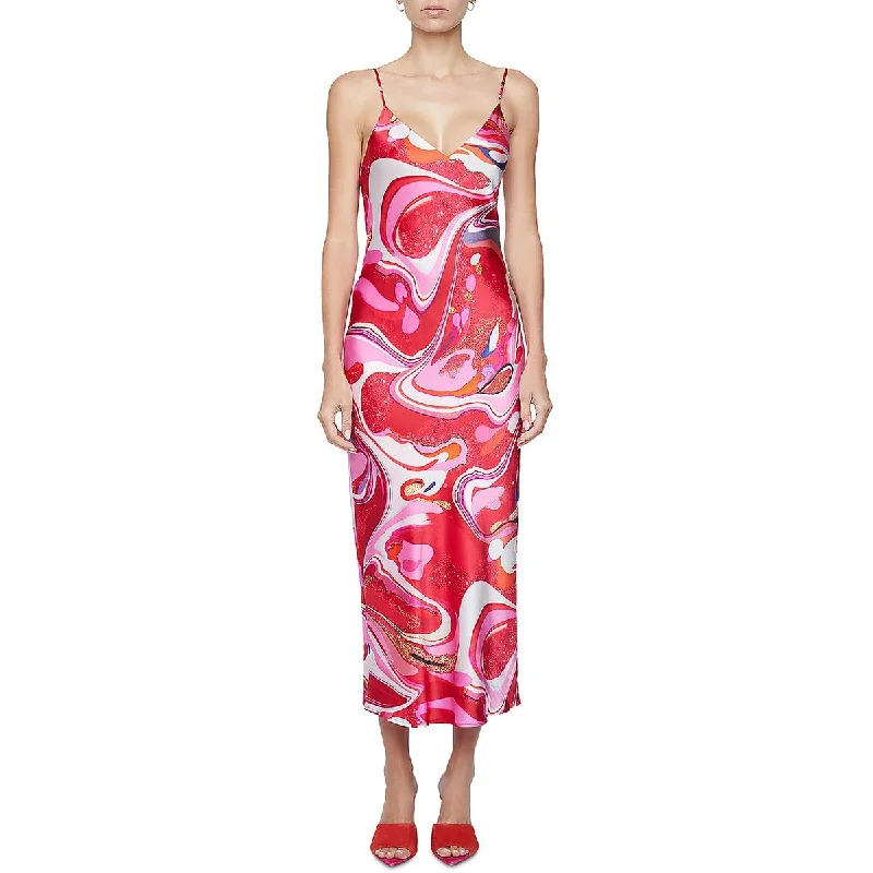 Womens Pattern V-Neck Slip Dress Tunics Luxurious premium