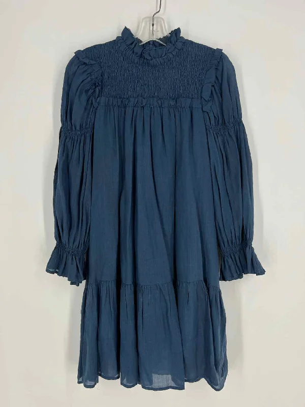 Sea New York Size 2 Navy Smocked Bell Sleeves Designer Dress Tunics Modern contemporary