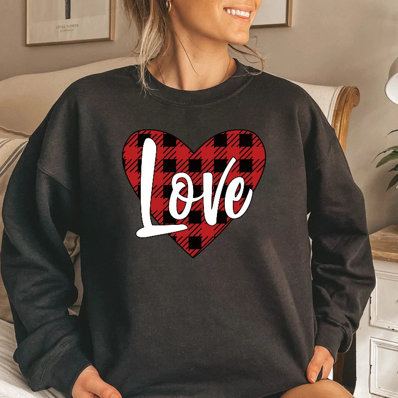 Valentine'S Day Fashion Women'S Casual Long Sleeve Round Neck LOVE Printed Sweatshirt Hoodie with Typography Text Message