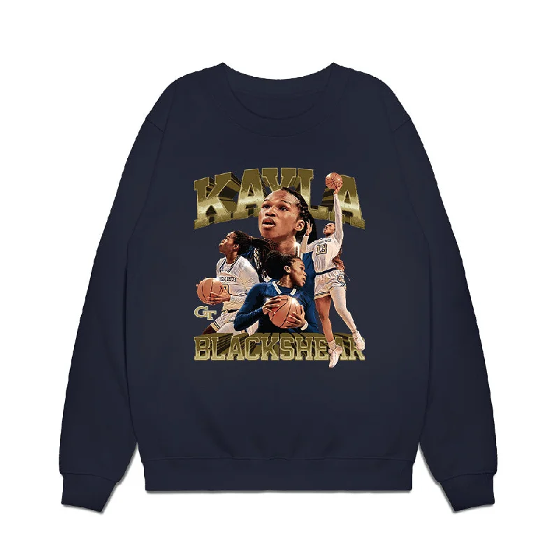 Georgia Tech - NCAA Women's Basketball : Kayla Blackshear - Player Collage Premium Crewneck Sweatshirt Hoodie with Hem Elastic Stretchable Comfortable