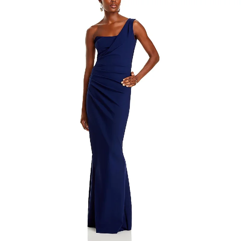 Womens One Shoulder Long Evening Dress Tunics Formal black