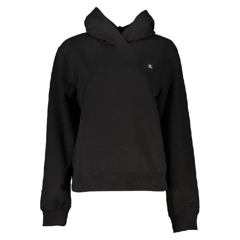 Calvin Klein Elegant Hooded Sweatshirt in Timeless Black Hoodie with Double Zipper Versatile Adjustable