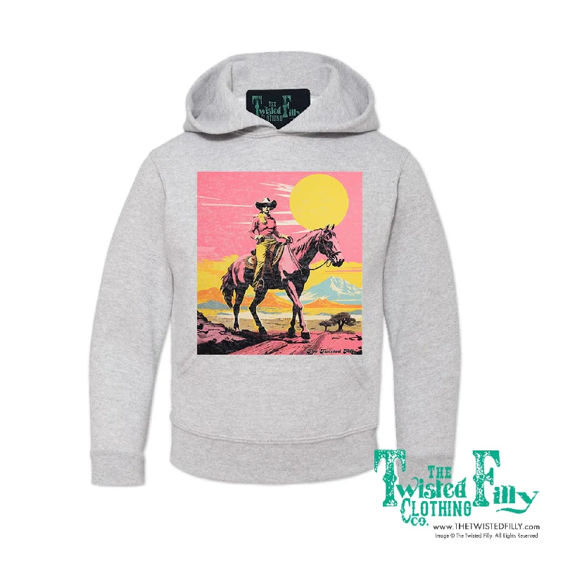 Desert Cowgirl - Youth Girls Hoodie - Assorted Colors Hoodie with Hem Elastic Stretchable Comfortable