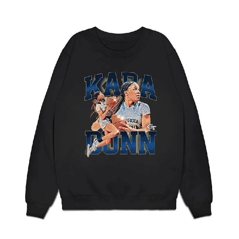 Georgia Tech - NCAA Women's Basketball : Kara Dunn - Player Collage Premium Crewneck Sweatshirt Hoodie with Color Block Contrast Stylish