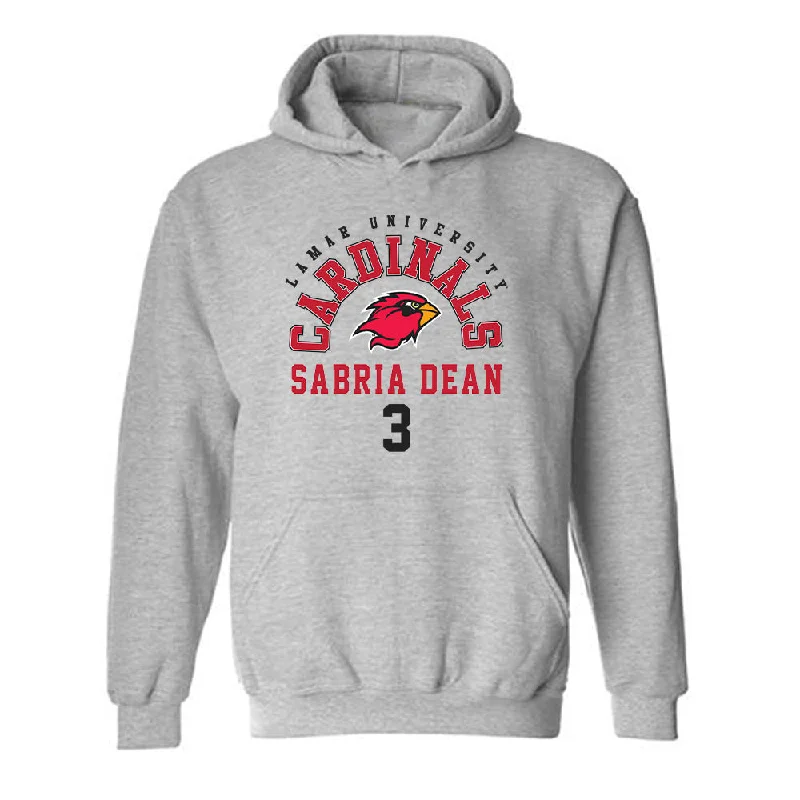 Lamar - NCAA Women's Basketball : Sabria Dean - Classic Fashion Shersey Hooded Sweatshirt Hoodie with Pattern Geometric Abstract