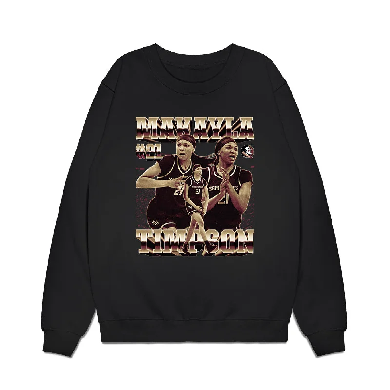 FSU - NCAA Women's Basketball : Makayla Timpson - Player Collage Premium Crewneck Sweatshirt Hoodie with Hem Contrast Bold Stylish