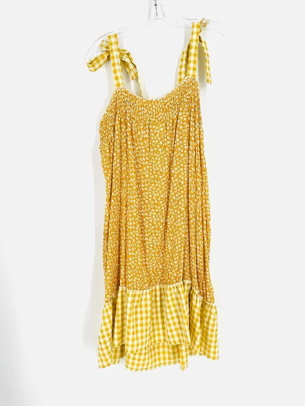 Grace & Emma Size 2XL Tall Yellow/White Floral Gingham PLUS Dress-Plus Tunics Denim casual