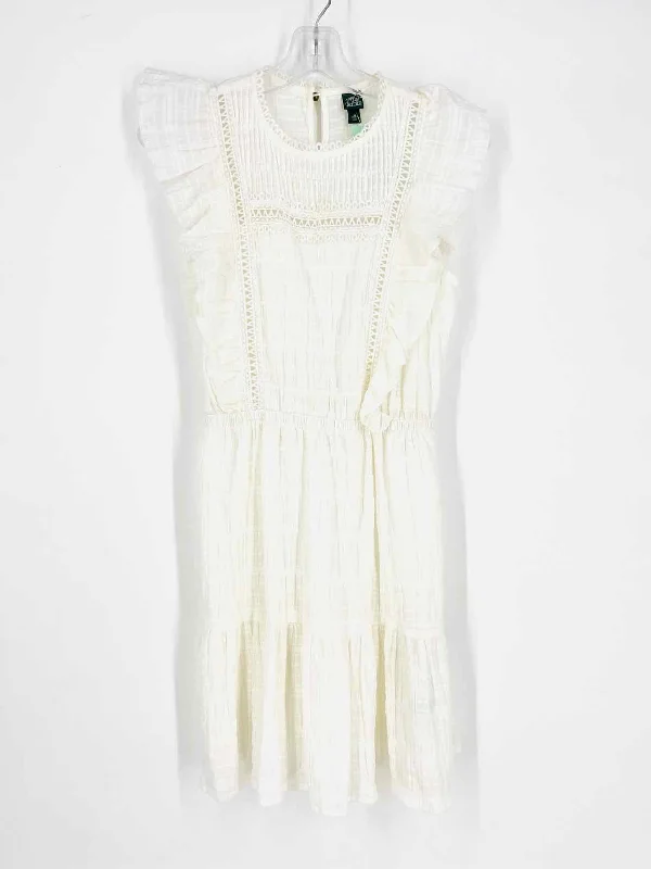 Wild Fable Size XS White Flutter Sleeve Seersucker Dresses Dress Tunics Corduroy durable